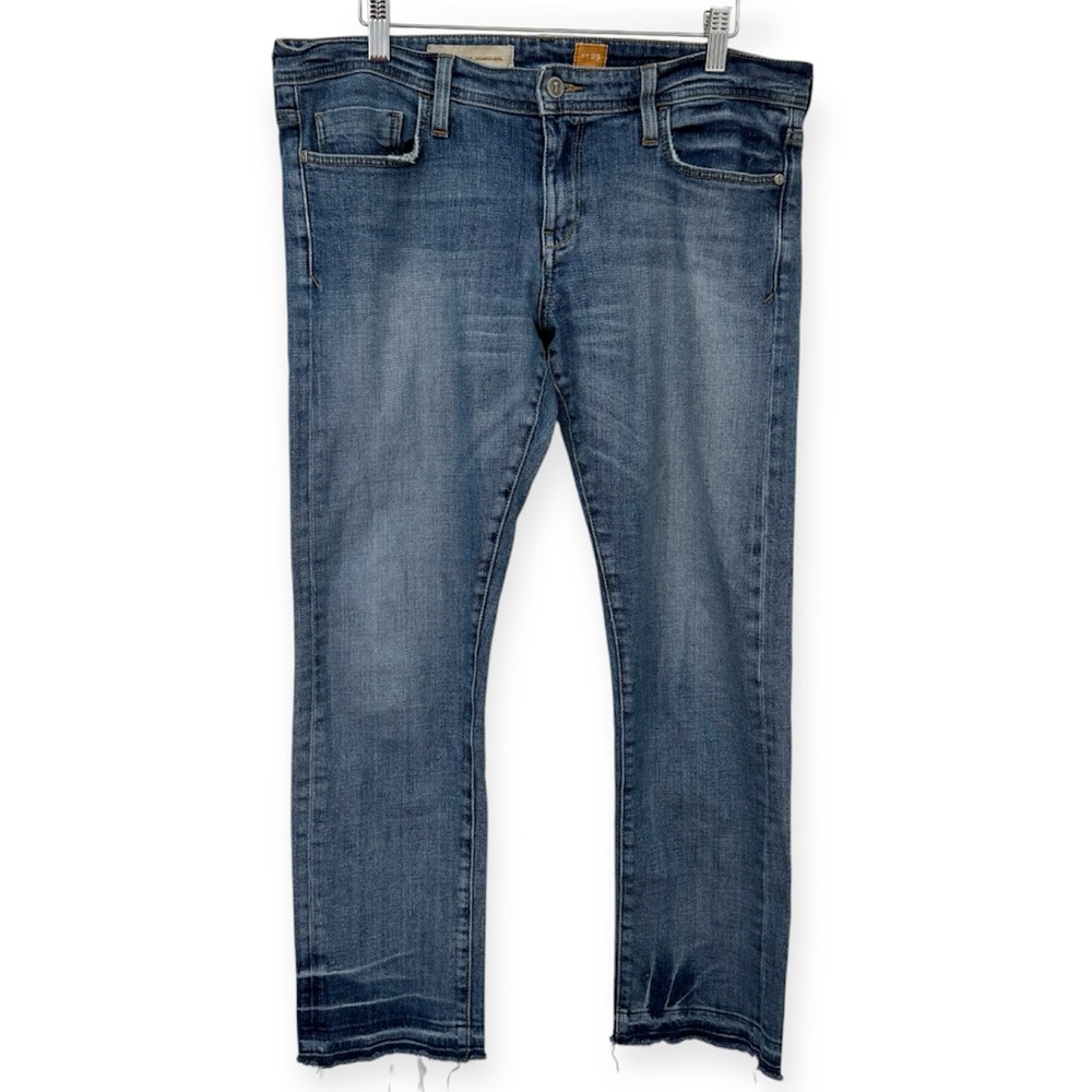 Pilcro Anthropologie Low Rise Straight Leg Frayed Hem Jeans Size 29